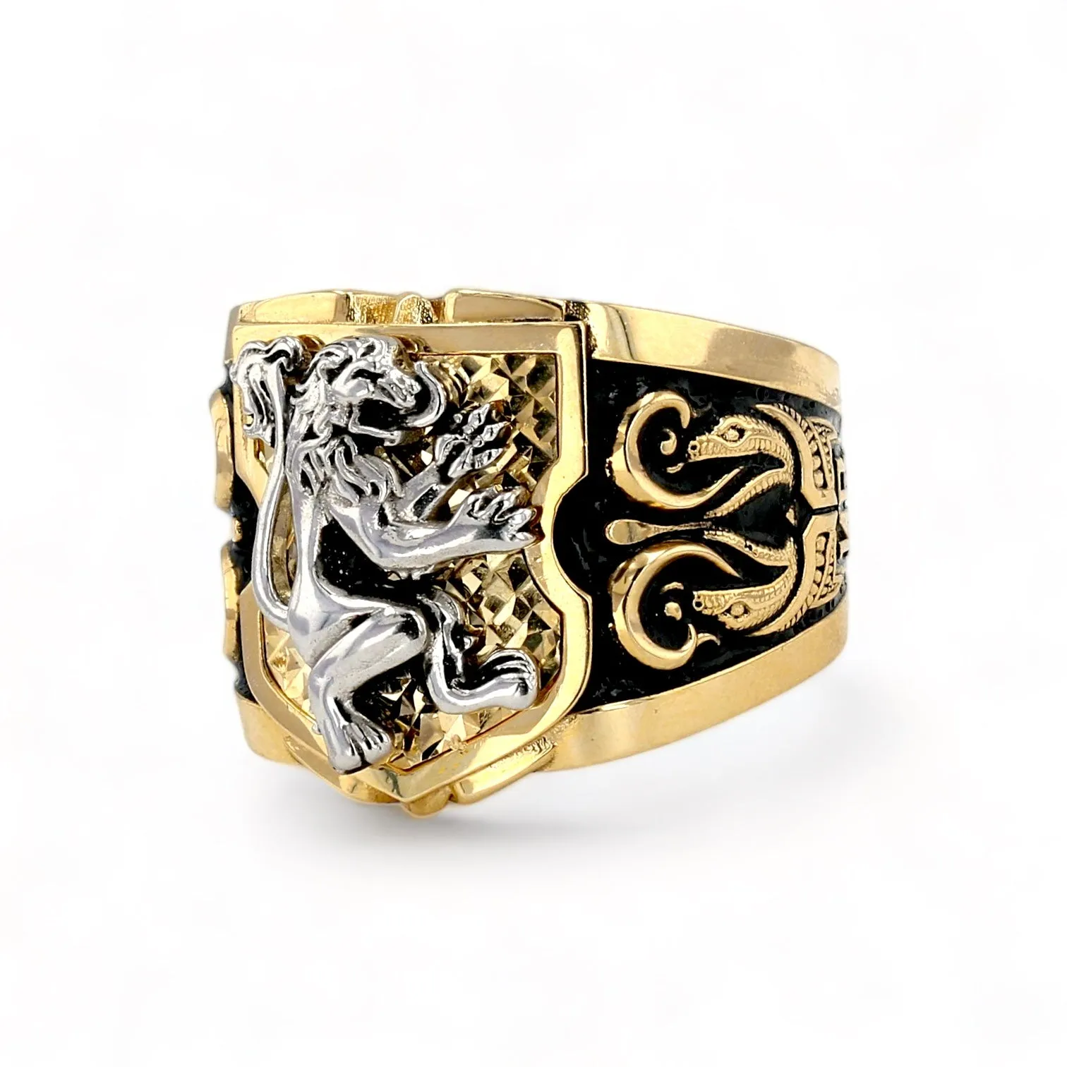 10K yellow gold lion ring-1068