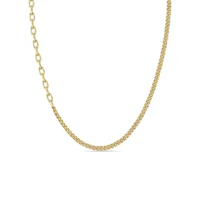 14k Mixed Small Curb & Medium Square Oval Link Chain Necklace