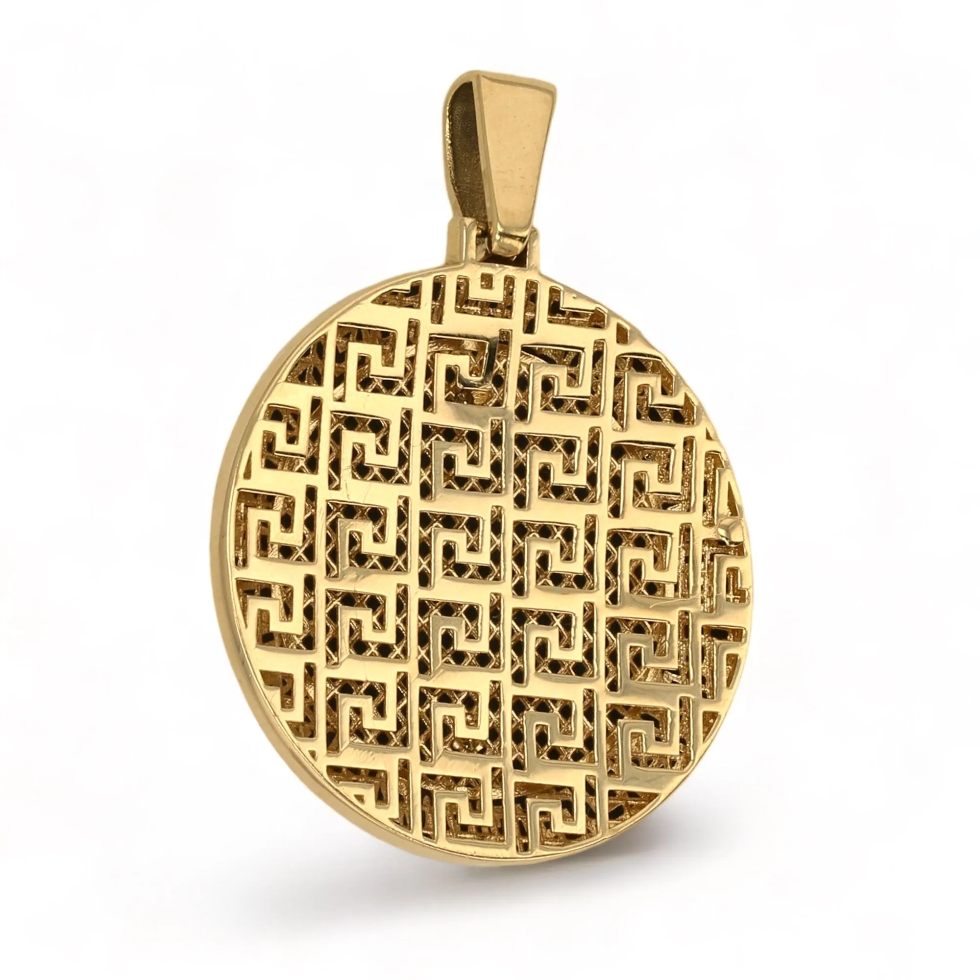 14K Yellow gold lion coin pendant-317423