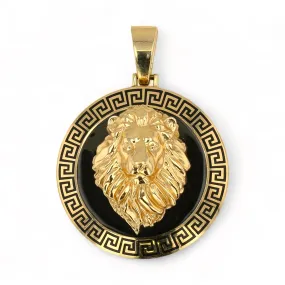 14K Yellow gold lion coin pendant-317423