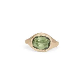 18K Signet Ring in Green Sapphire - Oval