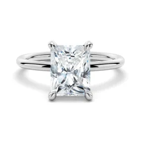 3 CT. Four-Prong Radiant Solitaire Moissanite Engagement Ring With Hidden Halo