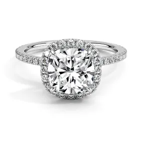 4 Prong Halo Cushion Cut Engagement Ring