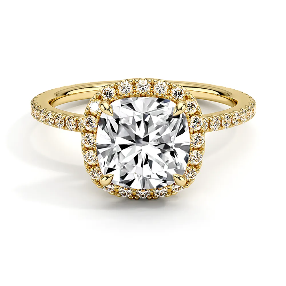 4 Prong Halo Cushion Cut Engagement Ring