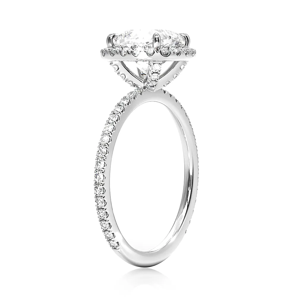 4 Prong Halo Cushion Cut Engagement Ring