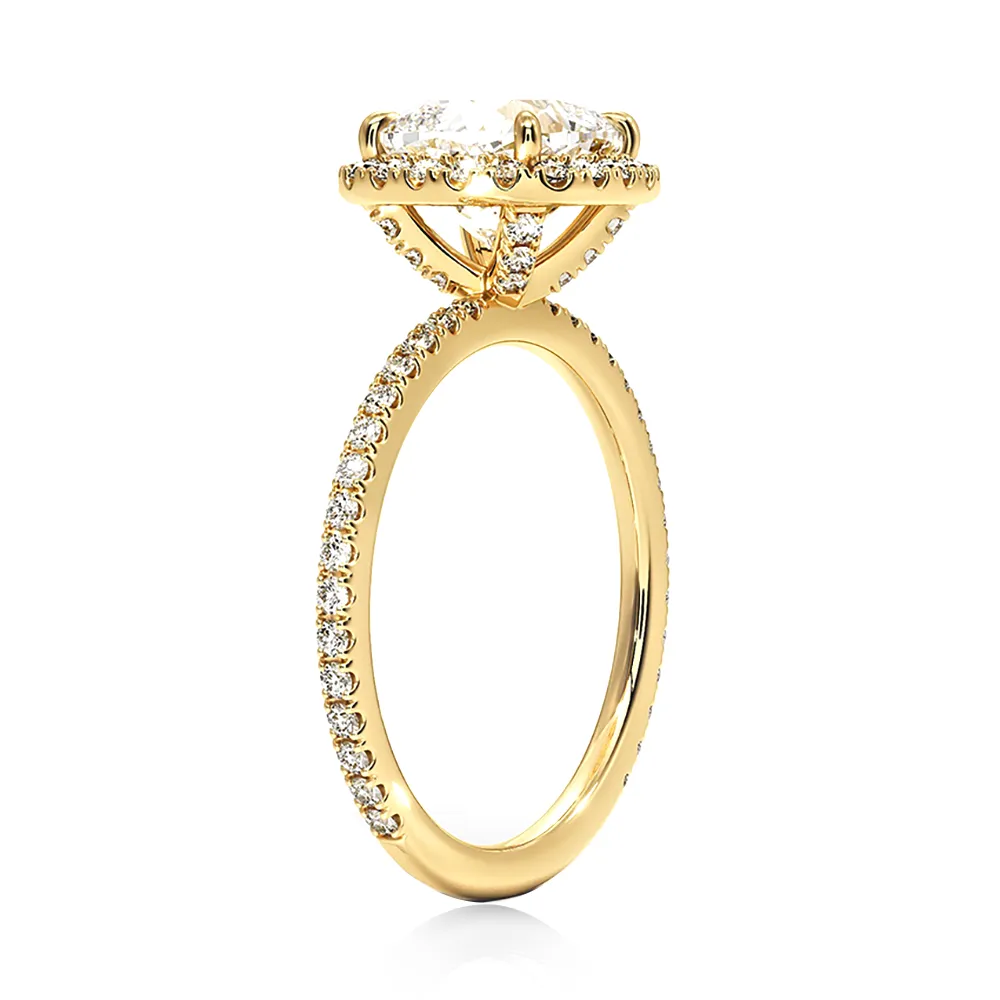 4 Prong Halo Cushion Cut Engagement Ring