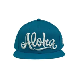 808ALLDAY Classic Fit Teal Aloha Script Snapback