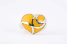 925 Silver Yellow Enamel Heart Ring Size 9 (11.74g.)