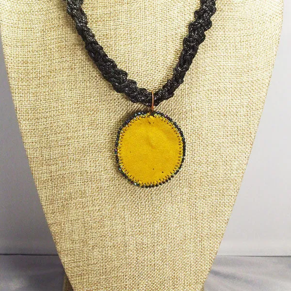 Abertha Bead Embroidery Pendant Kumihimo Necklace