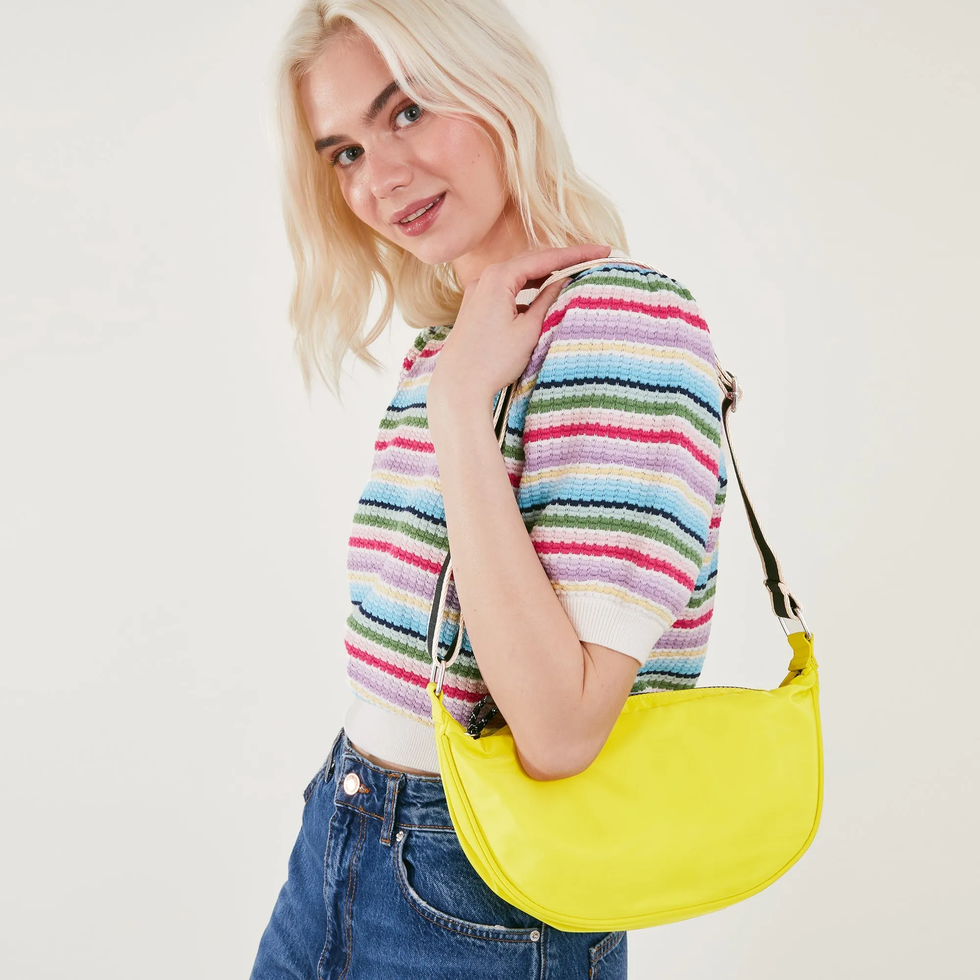 Accessorize London Yellow Nylon Sling Sling Bag