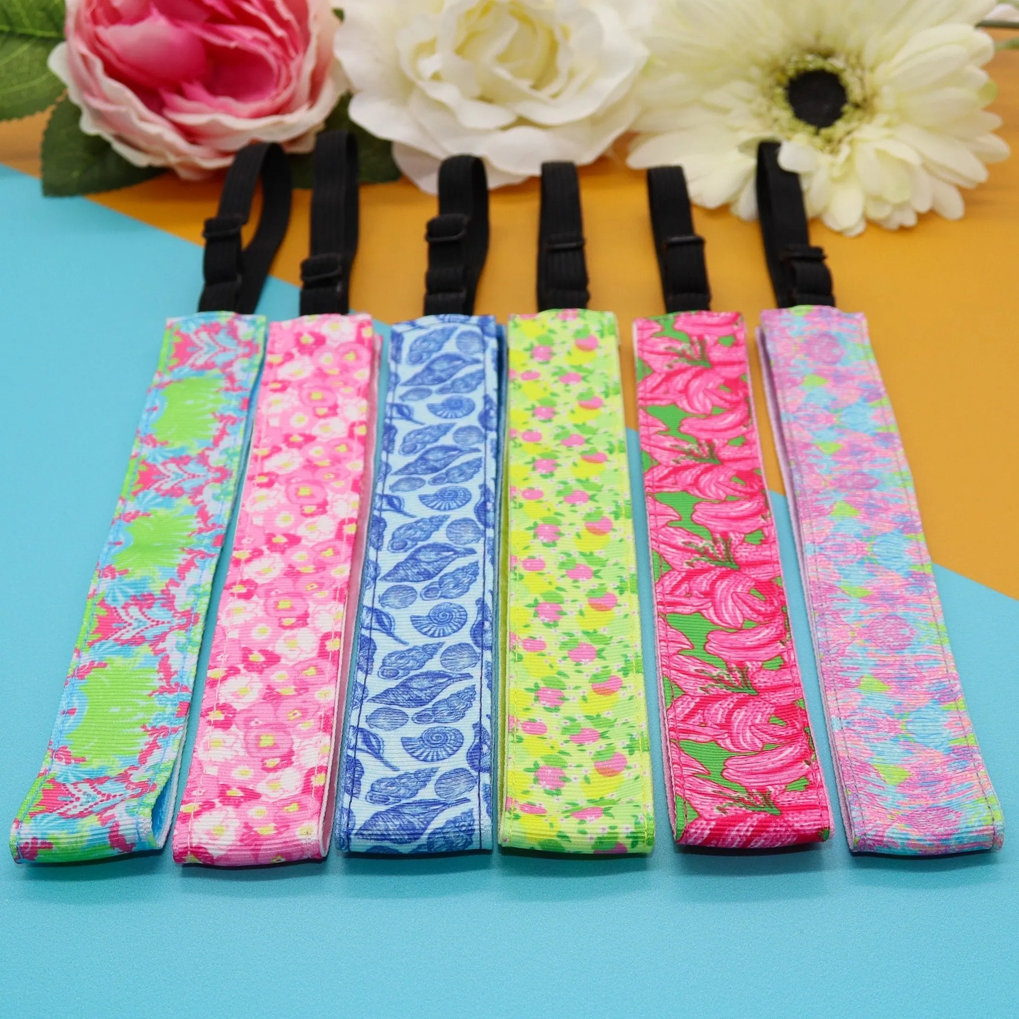 Adjustable No Slip Exotic Headbands - 6 Pack