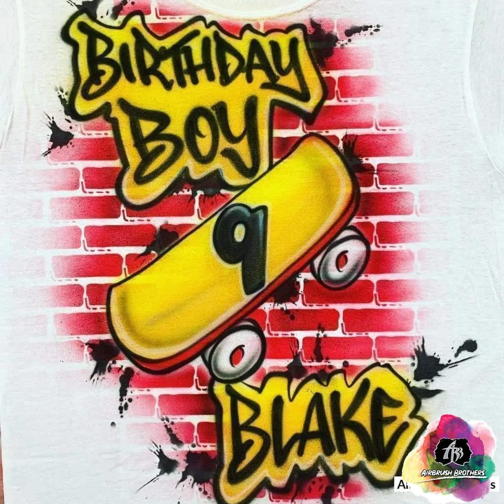 Airbrush Birthday Skater Boy Design