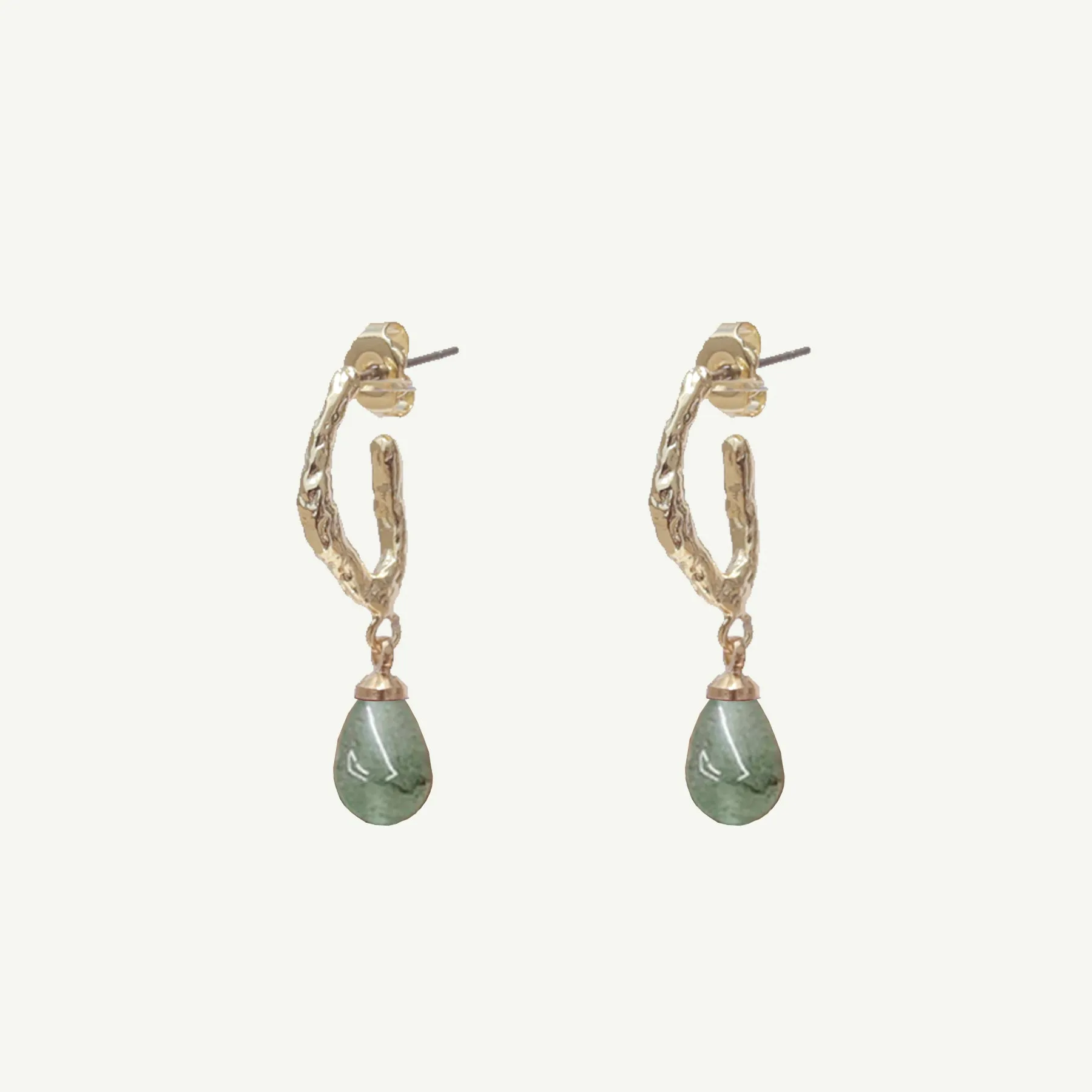 Asha Green Aventurine Hoop Earrings