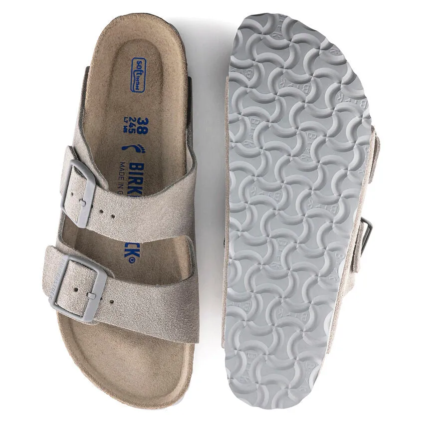 Birkenstock Women's Arizona Soft Footbed Suede Leather (Stone Coin - Regular Fit)