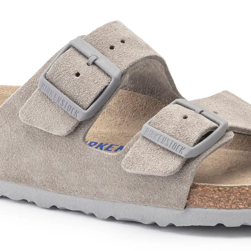 Birkenstock Women's Arizona Soft Footbed Suede Leather (Stone Coin - Regular Fit)