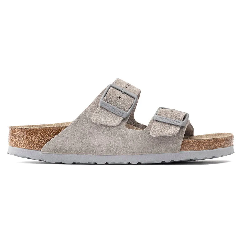 Birkenstock Women's Arizona Soft Footbed Suede Leather (Stone Coin - Regular Fit)