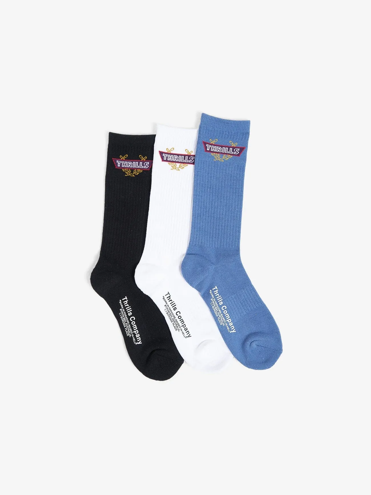 Built For Speed 3 Pack Sock - Merch Black - White - Bijou Blue