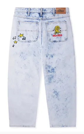 Butter Goods x Smurfs Harmony Denim Pants / Bleach Dye Indigo.