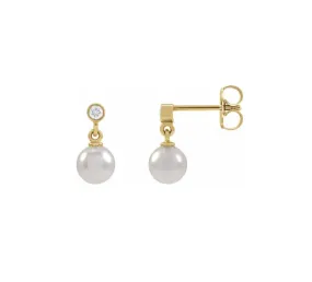 Diamond Pearl Drop Earrings