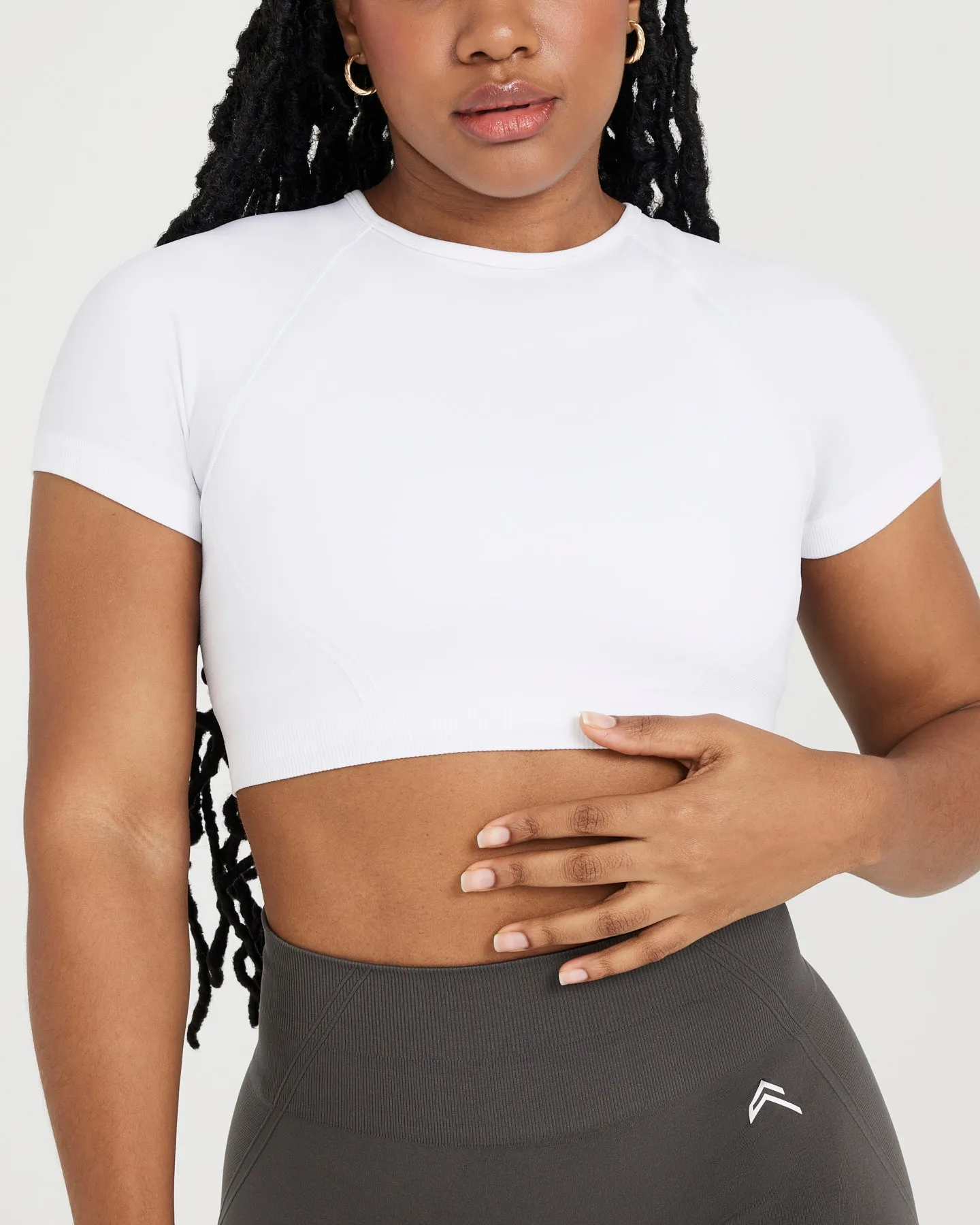 Effortless Seamless Short Sleeve Crop Top | White