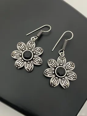 Elegent Black Color Stone with Oxidized Earrings For Women