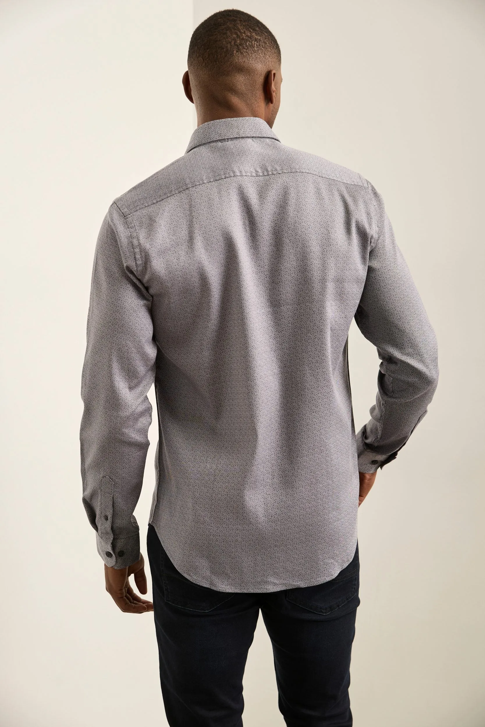 Fitted stretch shirt with prin