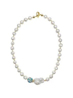 Freshwater Pearls With Baroque & Turquoise Short Necklace EN009