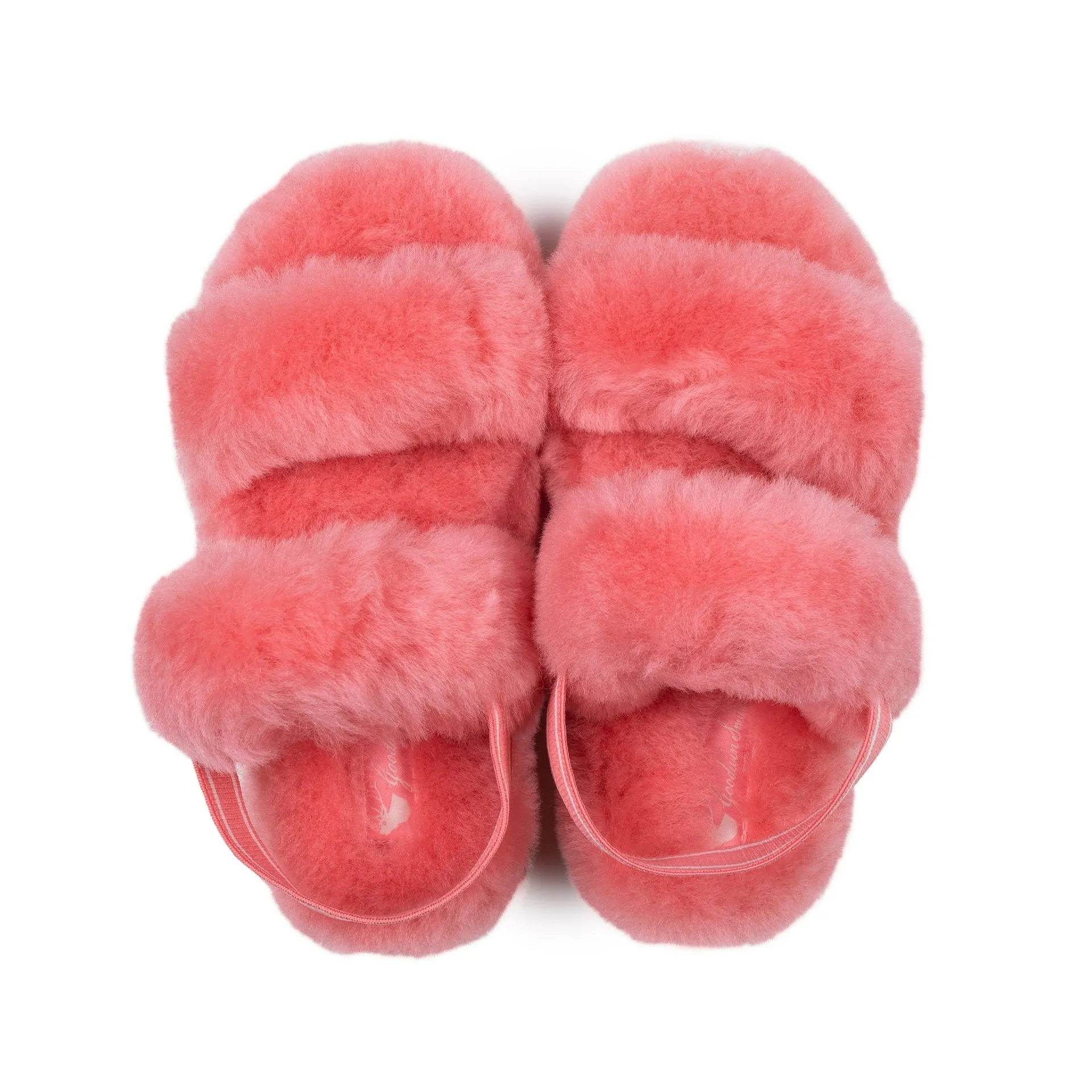 FREYA PINK SHEEPSKIN SLIPPER DOUBLE STRAP SLING BACK