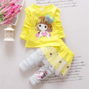 Girls Image Top And Skirted Pants 2Pcs Set