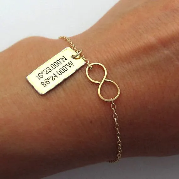 Gold  Initial Charm Infinity Bracelet