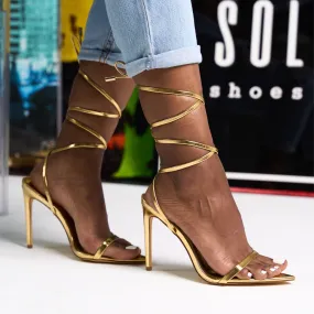 gold metallic lace up - laurent