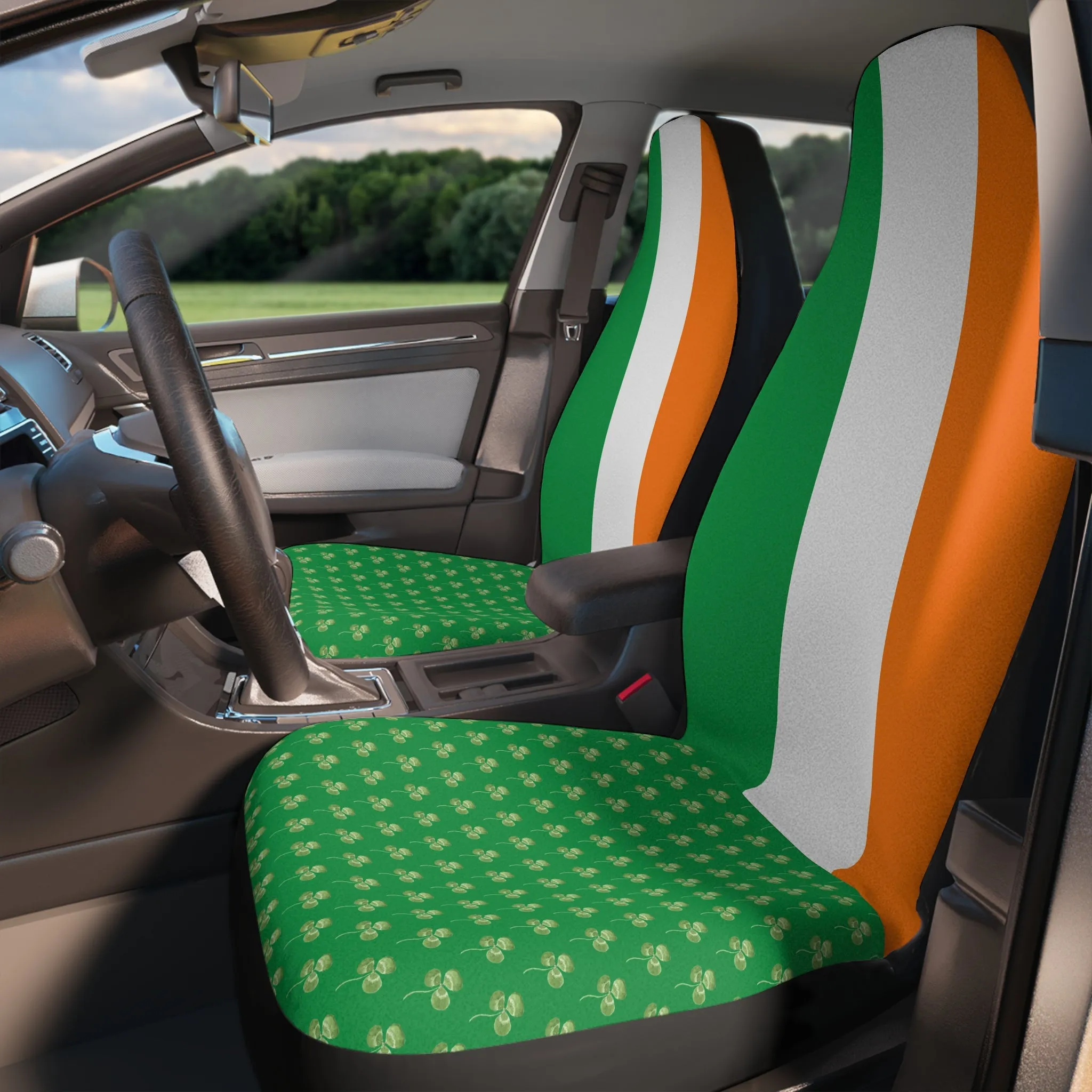 Irish Car Seat Covers Universal With Clover Print (Shamrock) / Gift for car lovers