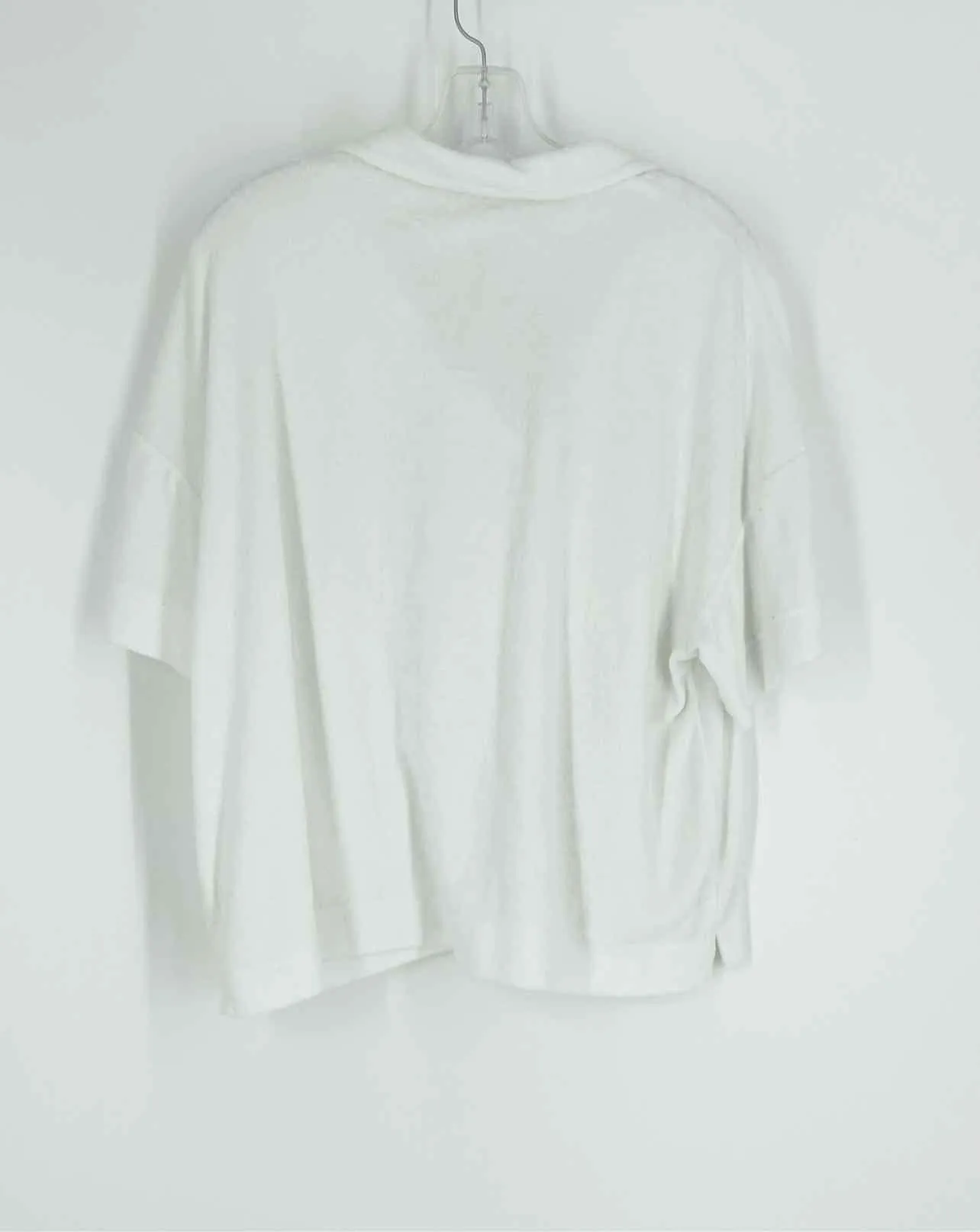 Jane and Delancey Size L White Collared Terry Tops Top-Short Sleeve