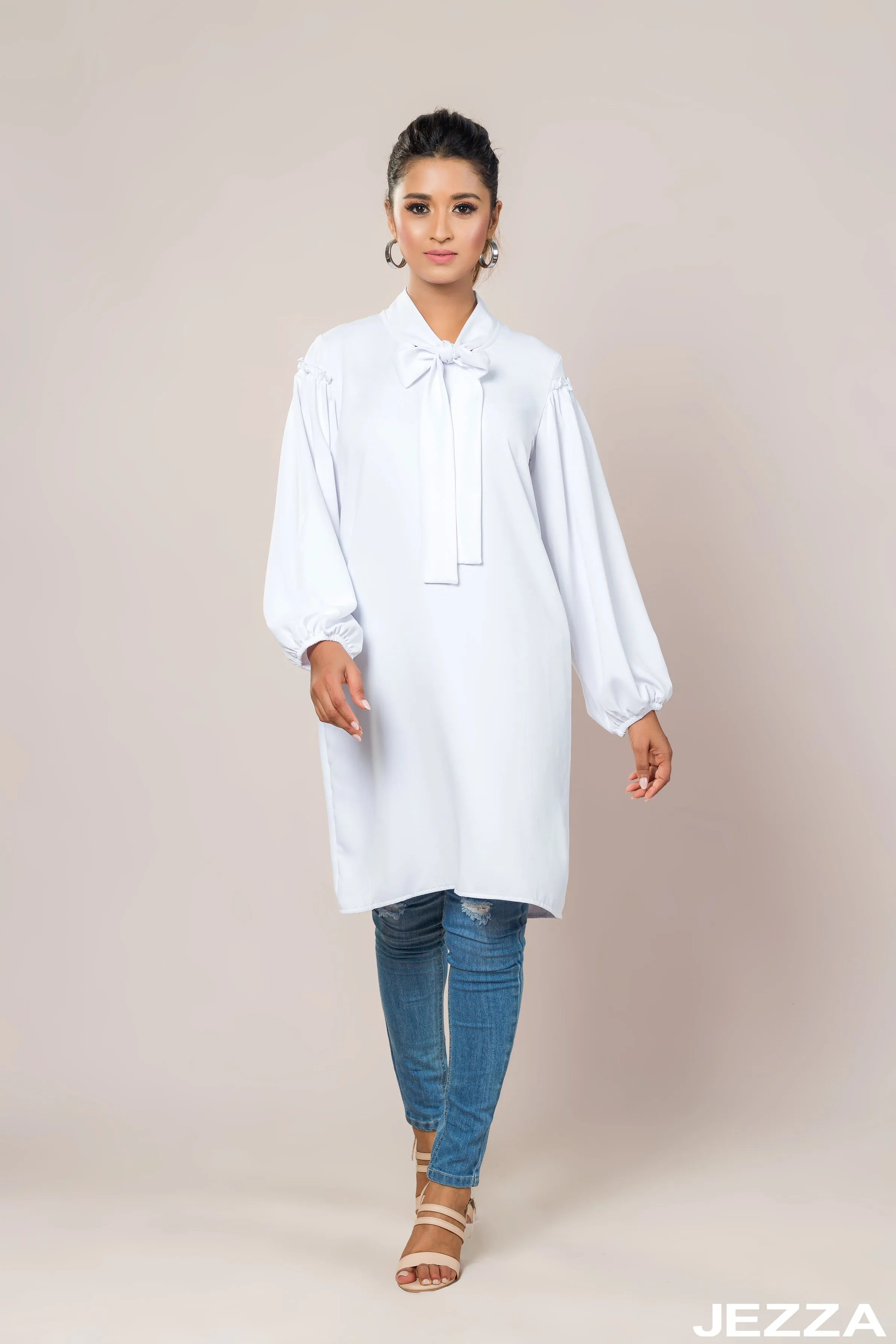 JEZZA White Colour Women's Modest Top 40911