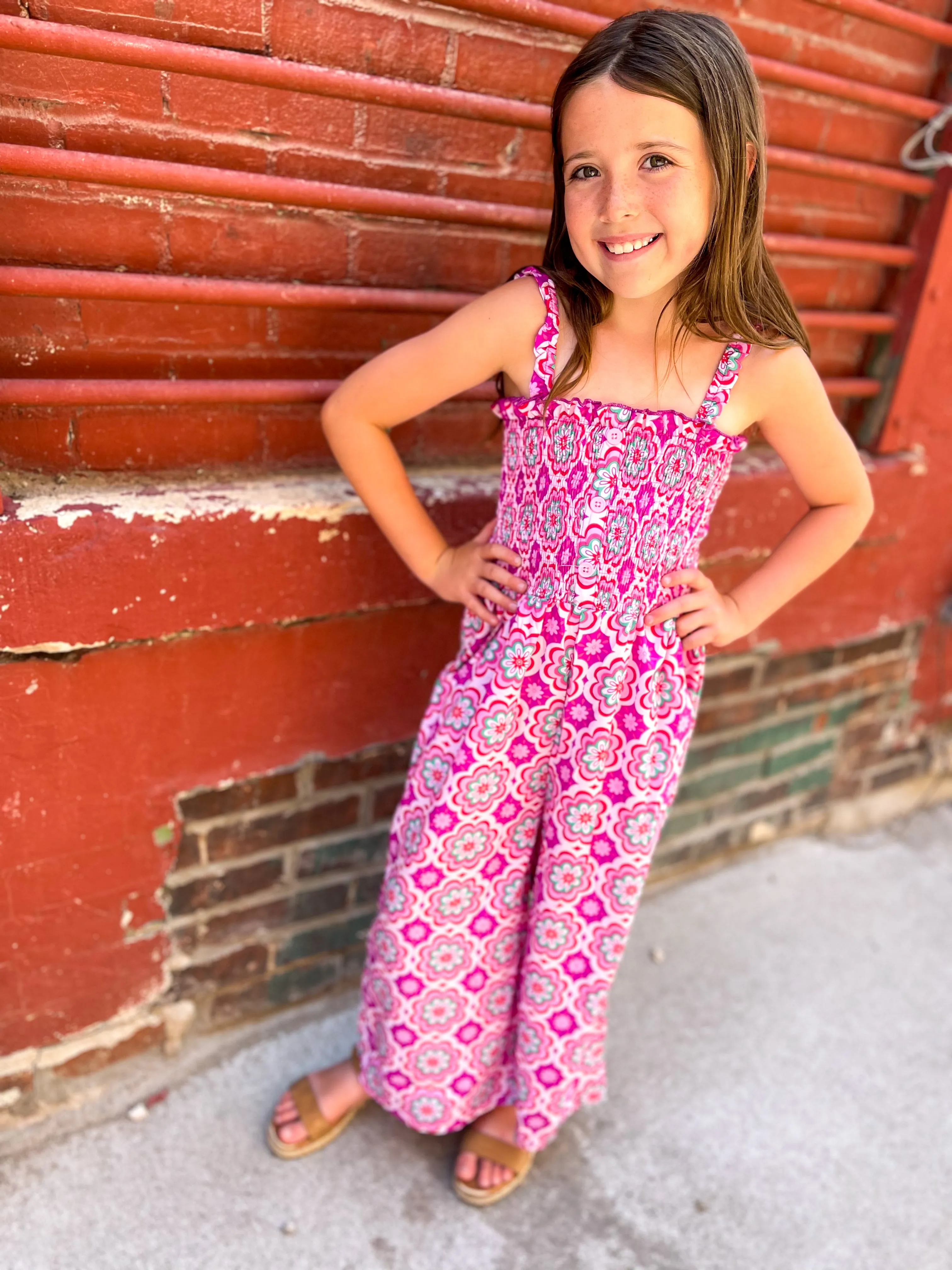 Joy In My Heart Pink Floral Smocked Top Romper