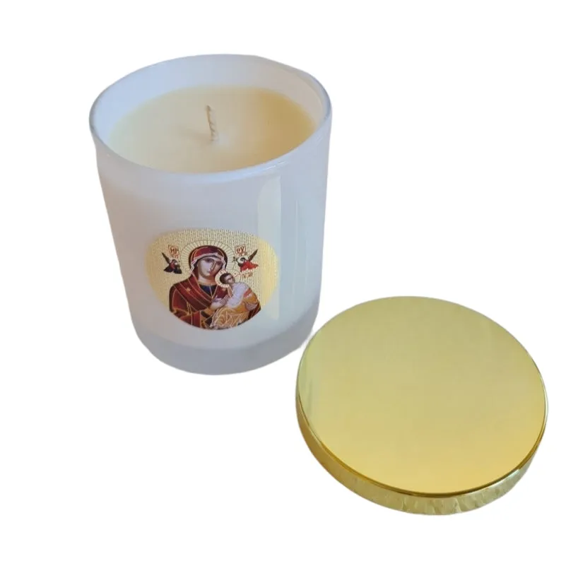 Livani soy wax candles Panayia icon WHITE