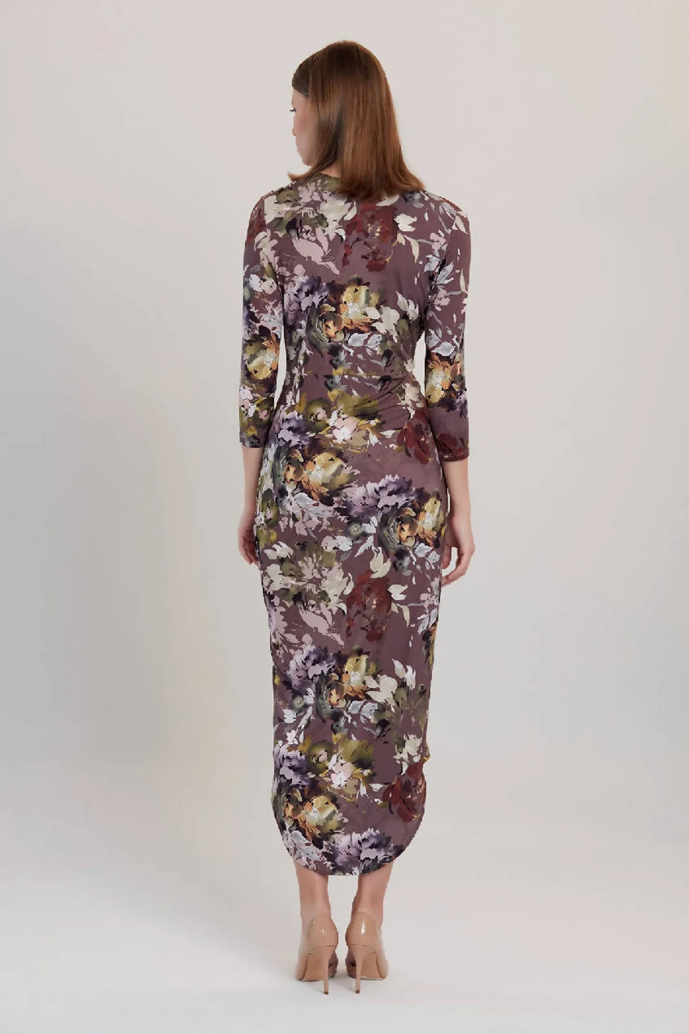 Love And Joy London Grey Floral Print Midi Dress