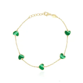 Malachite Heart Station Bracelet