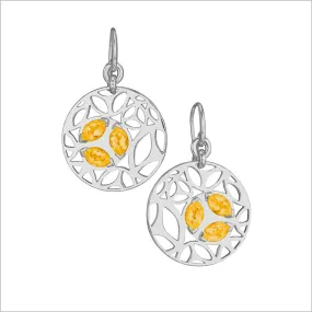 Medallion Golden Quartz Small Earrings in Sterling Silver