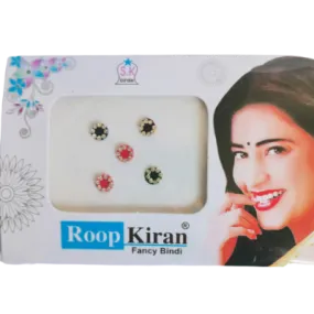 Multicolor Set of 5 Round Diamond Fashion Bindi Sticker