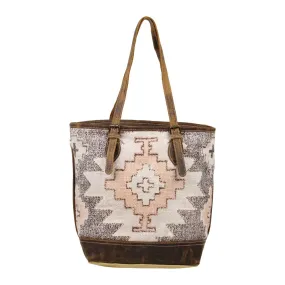 Myra Bag Neat Canvas, Rug, and Leather Tote Bag - 16" x 6" x 13.5"