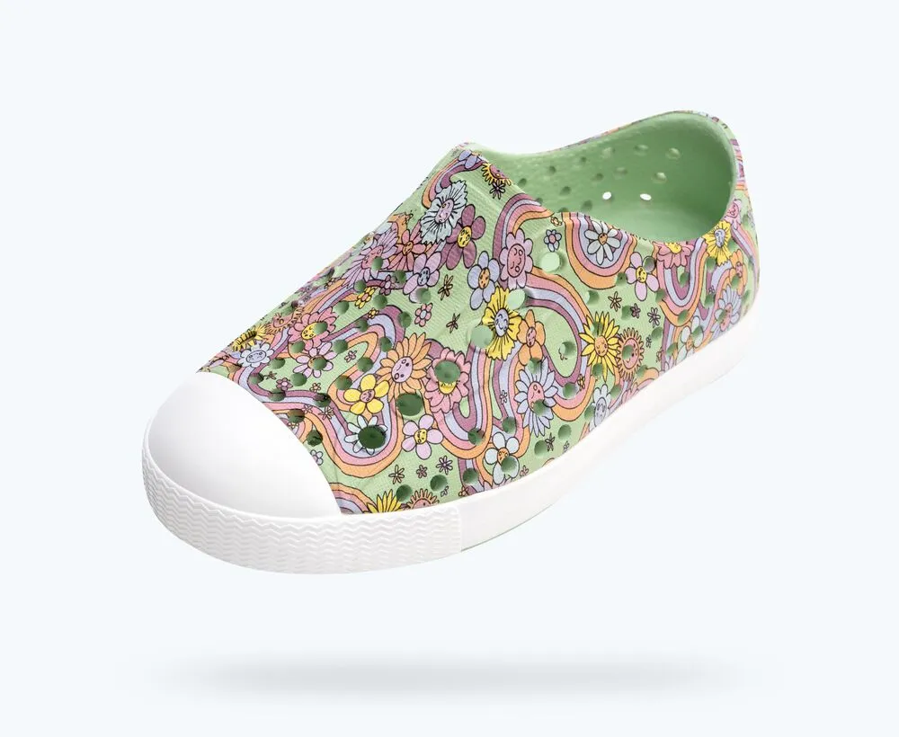 Native Jefferson Print Shoes - Fig Green / Shell White / Rain Floral