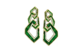 Origami Triple Link no.5 Tsavorite Garnet & Diamond Earrings