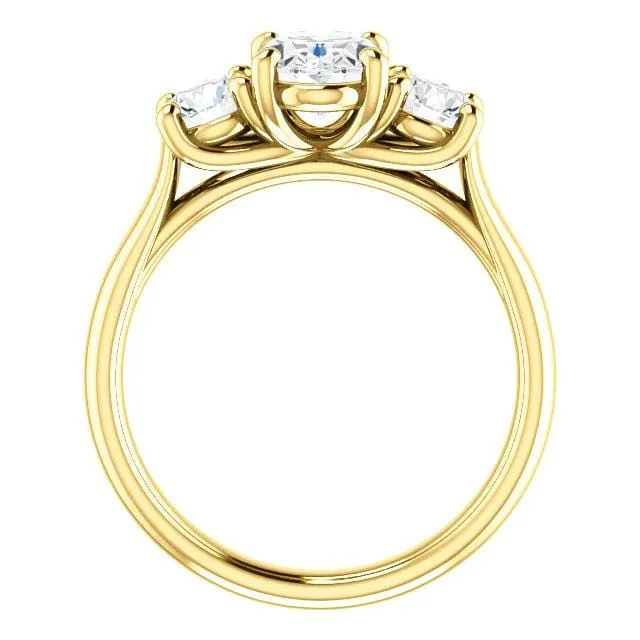 Oval Moissanite 3 Stone Prong Set Engagement Ring