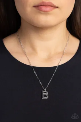 Paparazzi Leave Your Initials Silver B Necklace & Earring Set