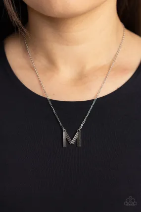 Paparazzi Leave Your Initials Silver M Necklace & Earring Set