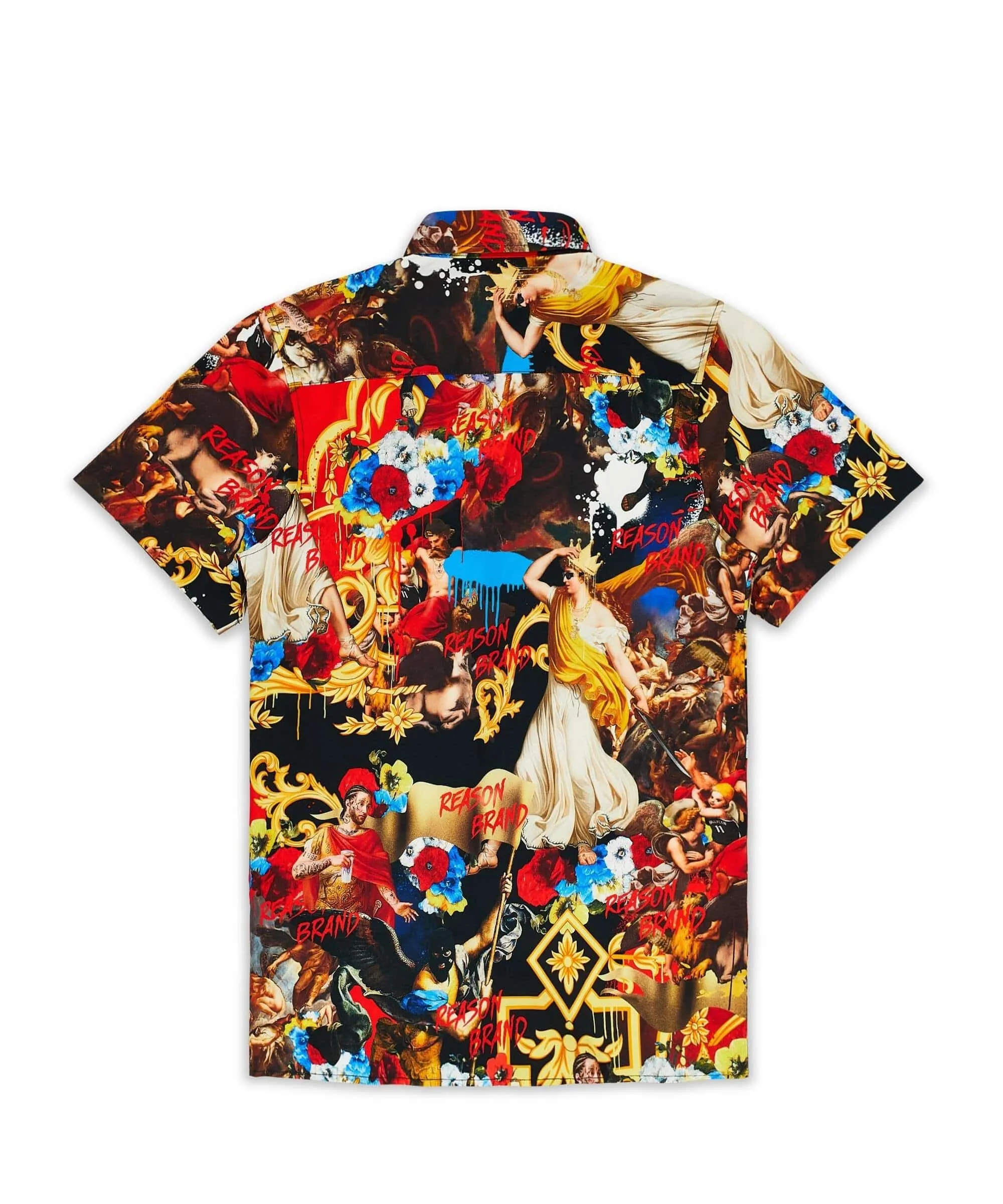 Plus Size King Of Kings Allover Print Short Sleeve Shirt