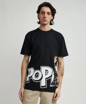 Popeye Side Print Short Sleeve Tee - Black