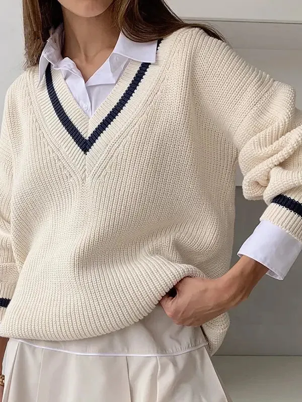 Preppy Vibes V-neck Sweater