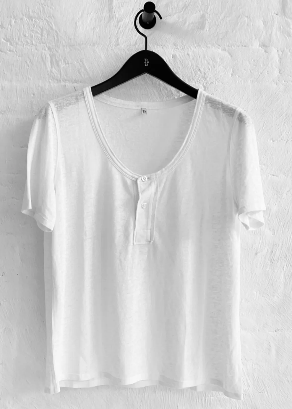 R13 Low Neck Henley Tee